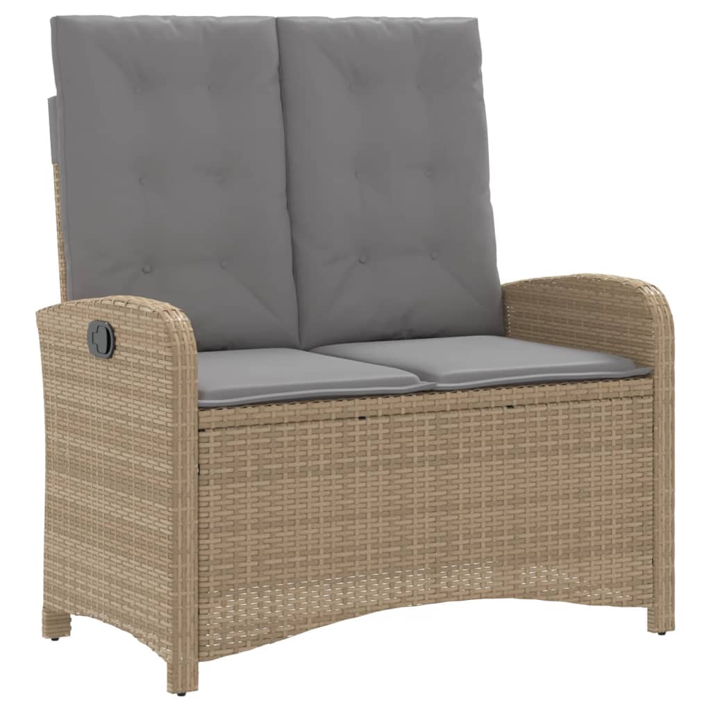 2-tlg. Garten-Essgruppe mit Kissen Beige Poly Rattan