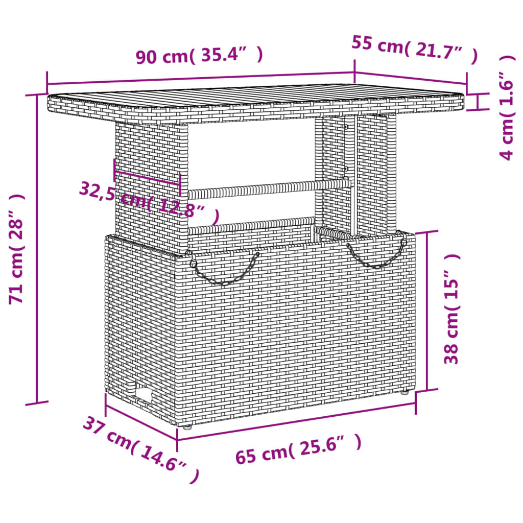 4-tlg. Garten-Essgruppe mit Kissen Beige Poly Rattan