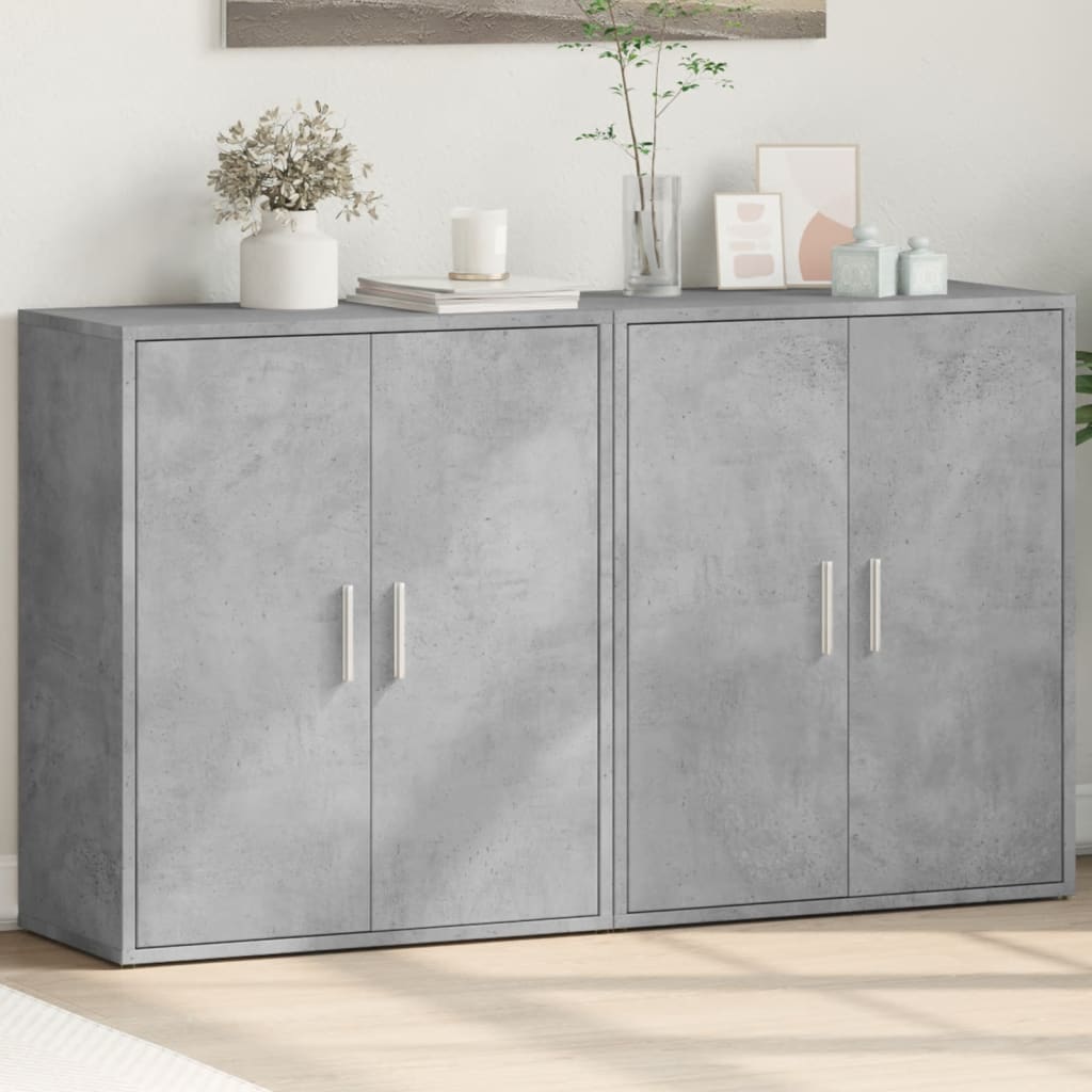 Sideboards 2 Stk. Betongrau 60x31x70 cm Holzwerkstoff