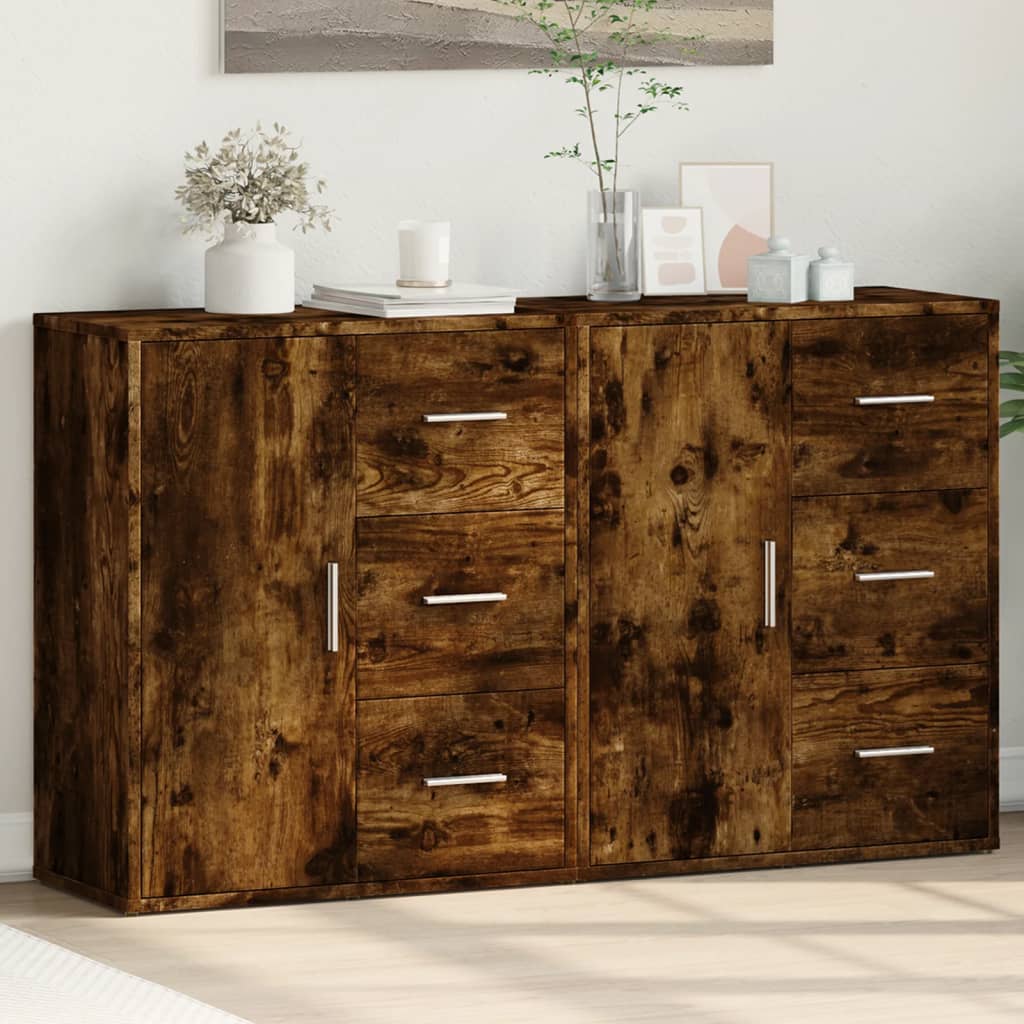 Sideboards 2 Stk. Räuchereiche 60x31x70 cm Holzwerkstoff