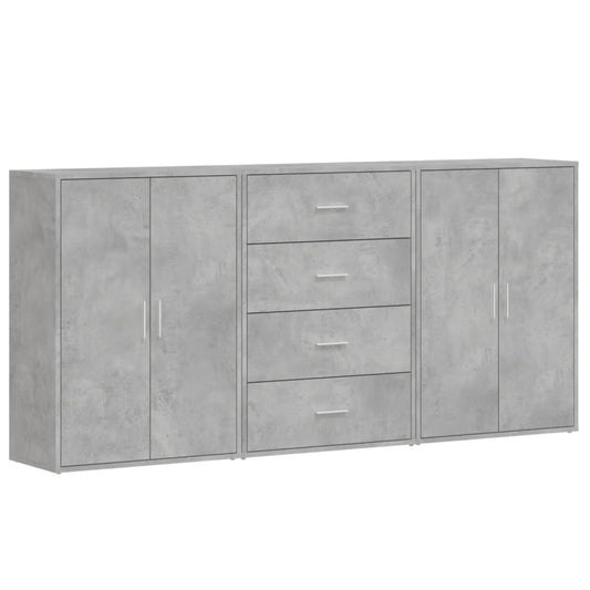 Sideboards 3 Stk. Betongrau 60x31x84 cm Holzwerkstoff