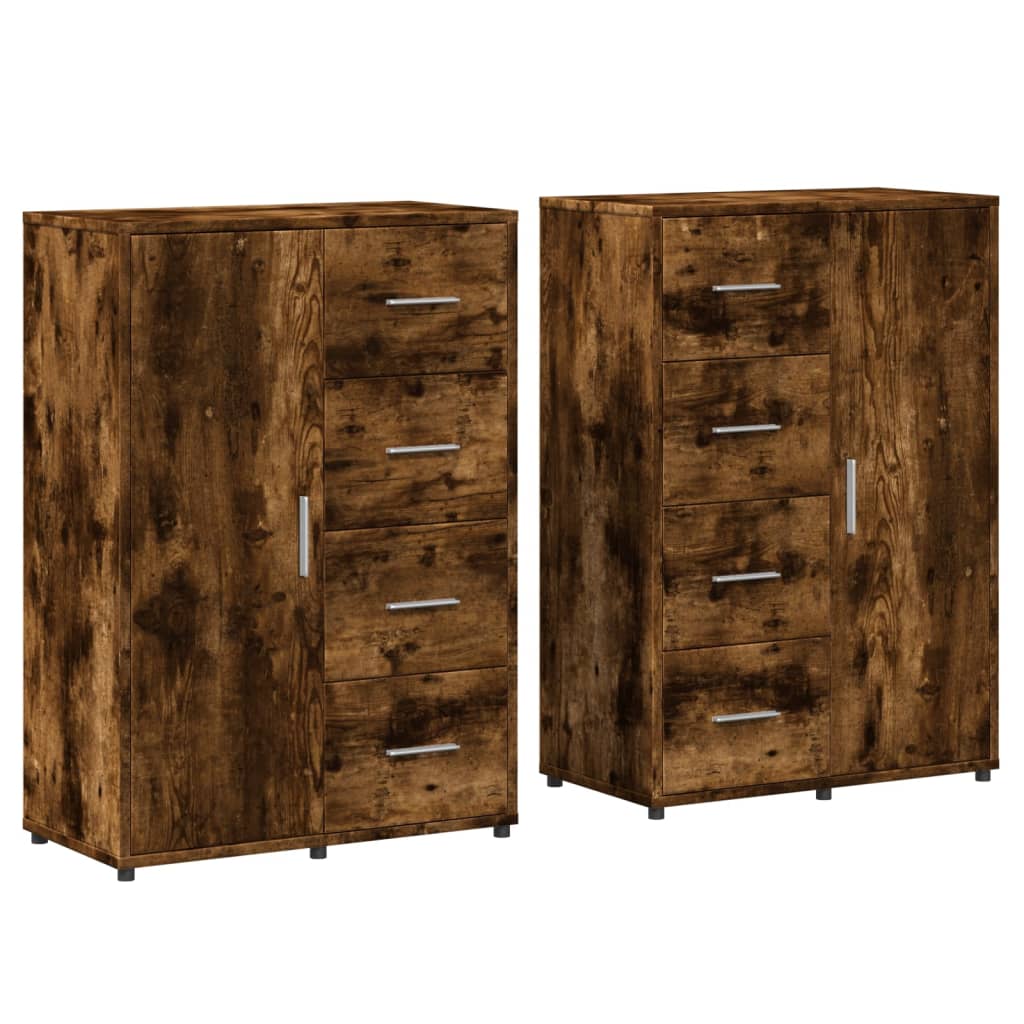 Sideboards 2 Stk. Räuchereiche 60x31x84 cm Holzwerkstoff