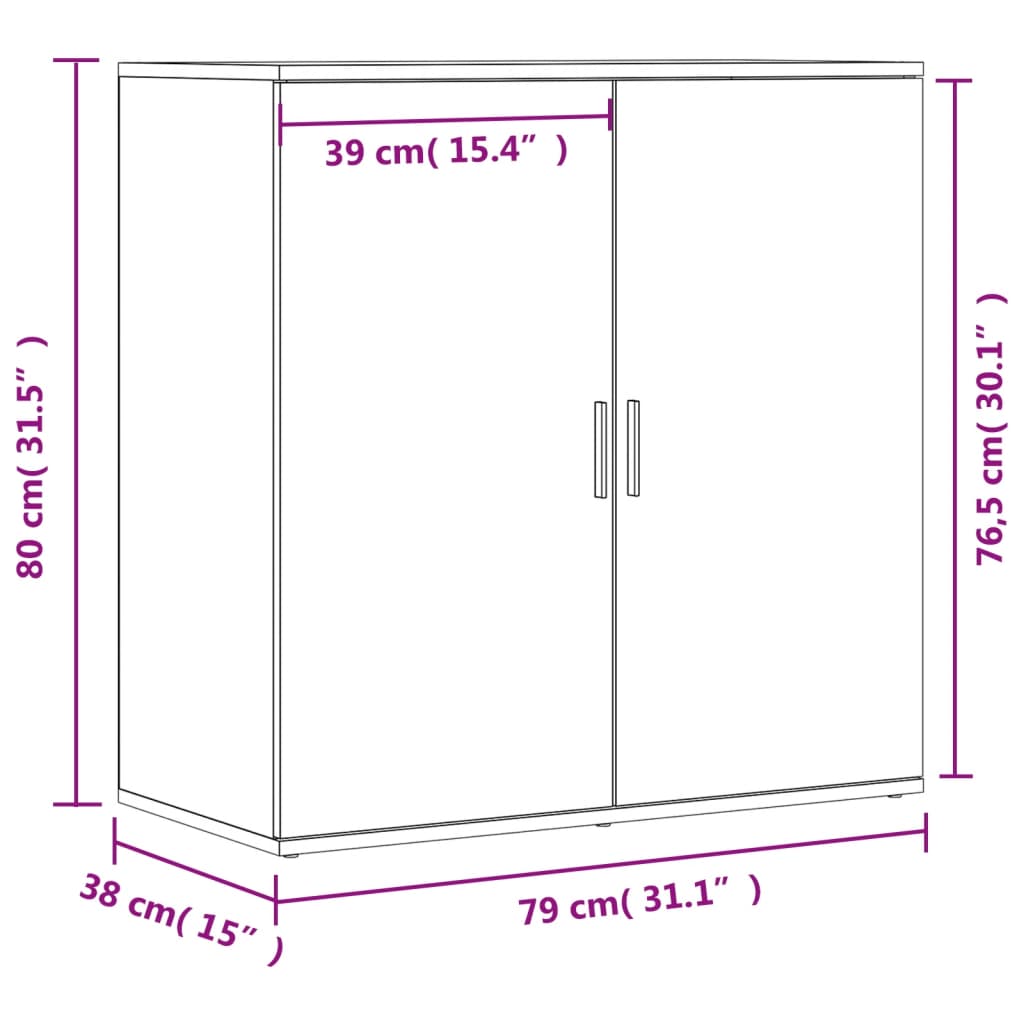 Sideboards 2 Stk. Braun Eichen-Optik 79x38x80 cm Holzwerkstoff