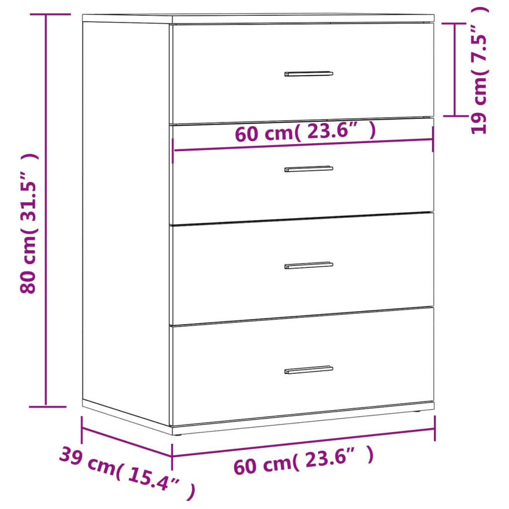 Sideboards 2 Stk. Sonoma-Eiche 60x39x80 cm Holzwerkstoff