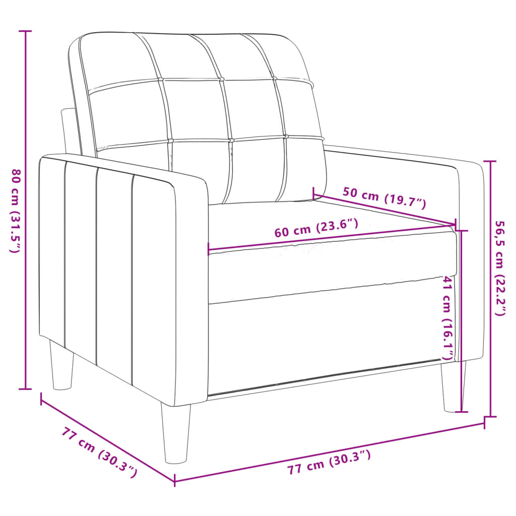 Sessel Blau 60 cm Samt