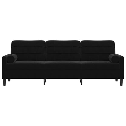 Sofa 3-Sitzer mit Zierkissen Schwarz 210 cm Samt
