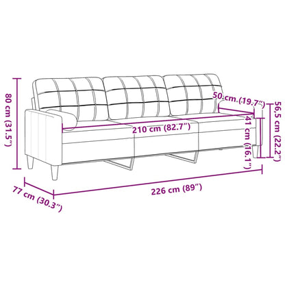 Sofa 3-Sitzer mit Zierkissen Braun 210 cm Samt