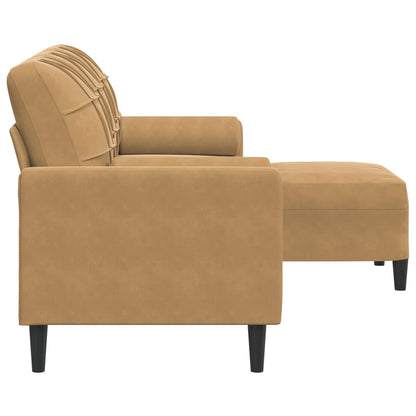 3-Sitzer-Sofa mit Hocker Braun 180 cm Samt