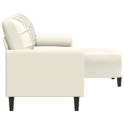 3-Sitzer-Sofa mit Hocker Creme 180 cm Samt