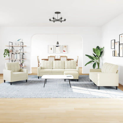 4-tlg. Sofagarnitur mit Kissen Creme Samt