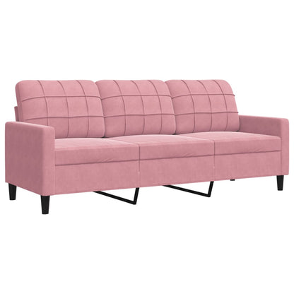 4-tlg. Sofagarnitur mit Kissen und Nackenrollen Rosa Samt