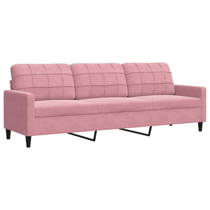 3-tlg. Sofagarnitur mit Kissen und Nackenrollen Rosa Samt