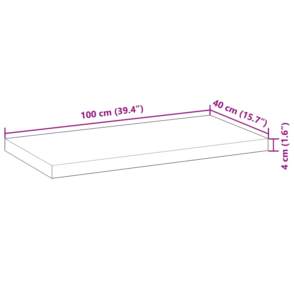 Waschtischplatte Unbehandelt 100x40x4 cm Massivholz Akazie