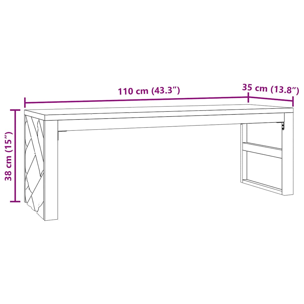 Couchtisch 110x35x38 cm Massivholz Teak