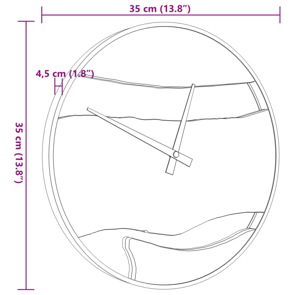 Wanduhr Braun Ø35 cm Eisen und Olivenholz