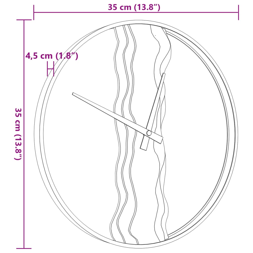 Wanduhr Braun Ø35 cm Eisen und Eichenholz