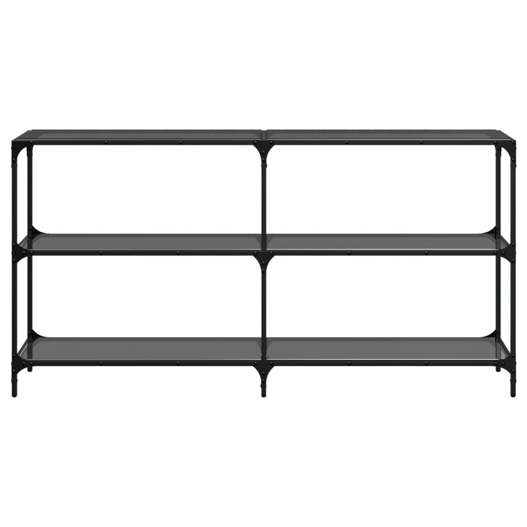Konsolentisch mit Glasplatte Schwarz 158,5x30x81 cm Stahl