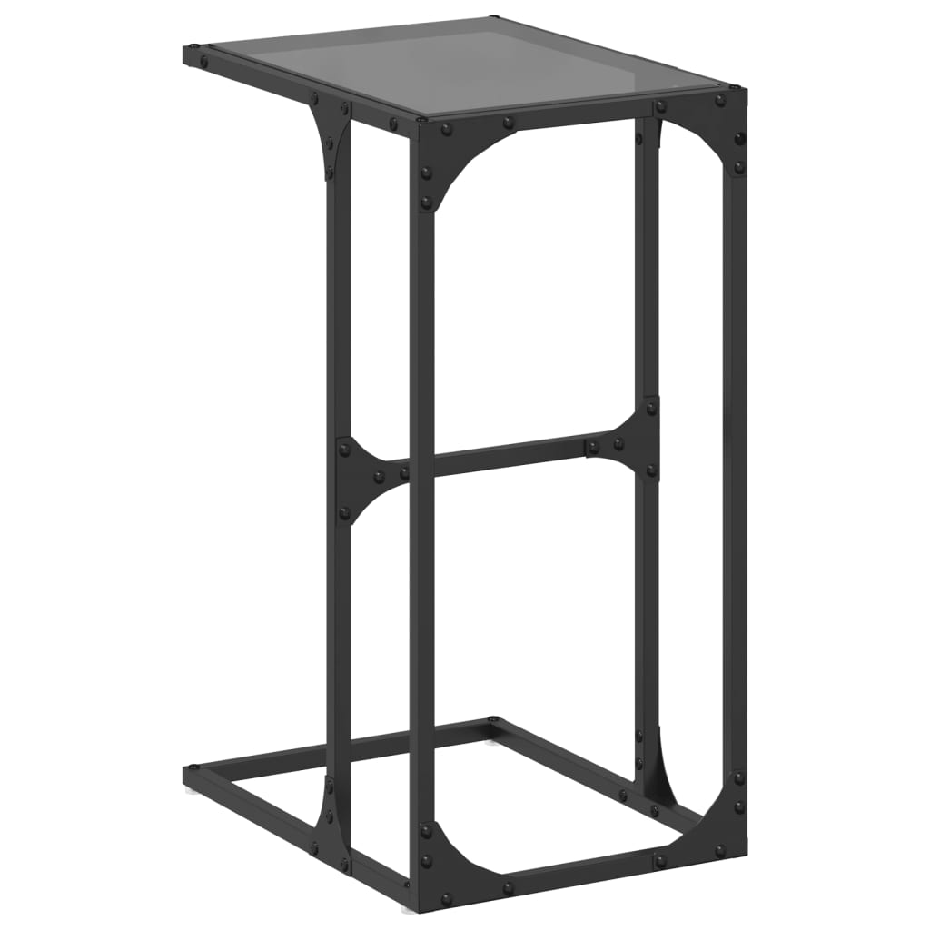 Beistelltisch mit Glasplatte Schwarz 40x30x61,5 cm Stahl