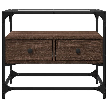 TV-Schrank mit Glasplatte Braun Eiche 60x35x51 cm Holzwerkstoff