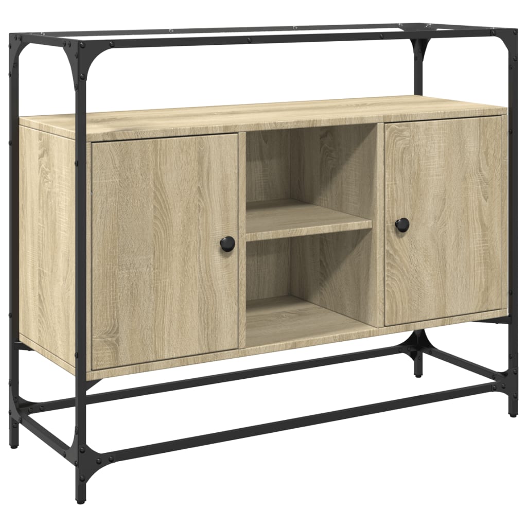 Sideboard mit Glasplatte Sonoma-Eiche 98x35x81 cm Holzwerkstoff