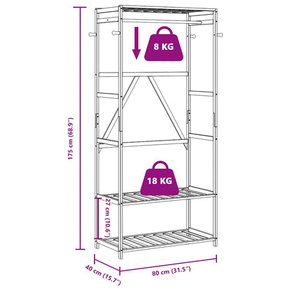 Kleiderständer mit Ablagen 80x40x175 cm Bambus