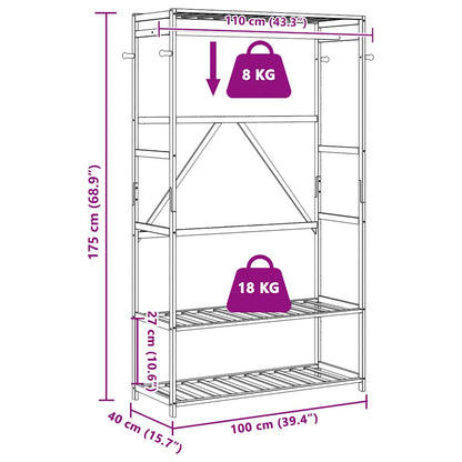 Kleiderständer mit Ablagen 110x40x175 cm Bambus