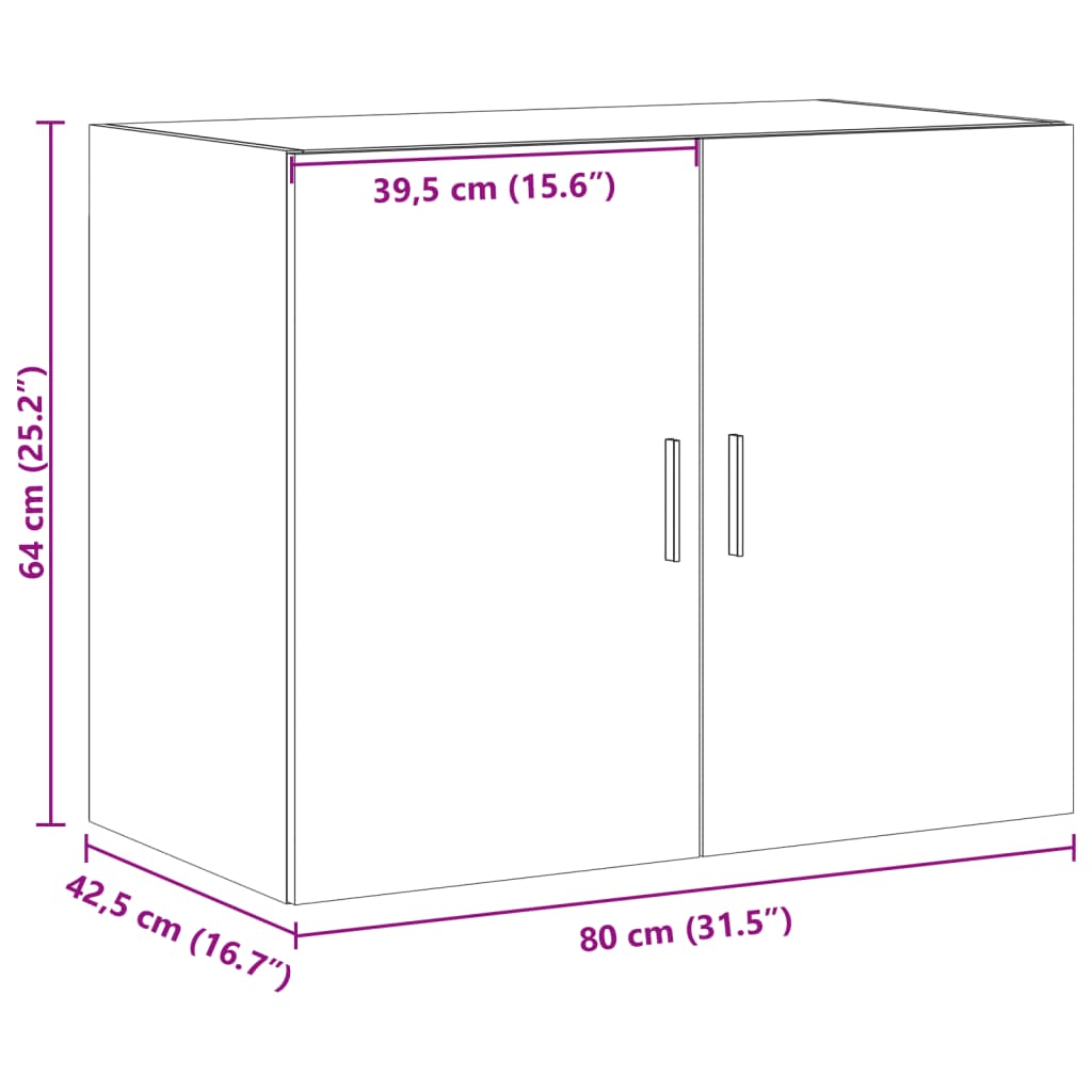 Wandschrank Braun Eichen-Optik 80x42,5x64 cm Holzwerkstoff