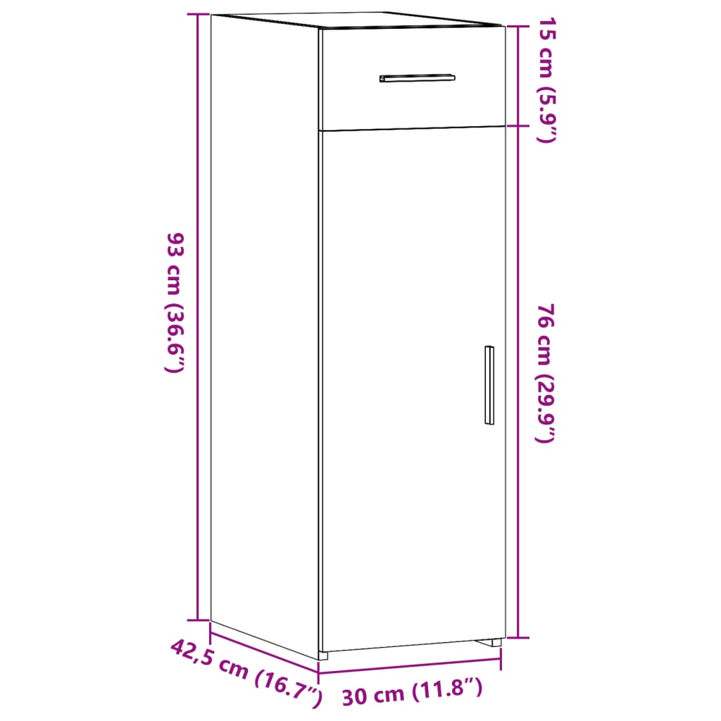 Sideboard Grau Sonoma 30x42,5x93 cm Holzwerkstoff