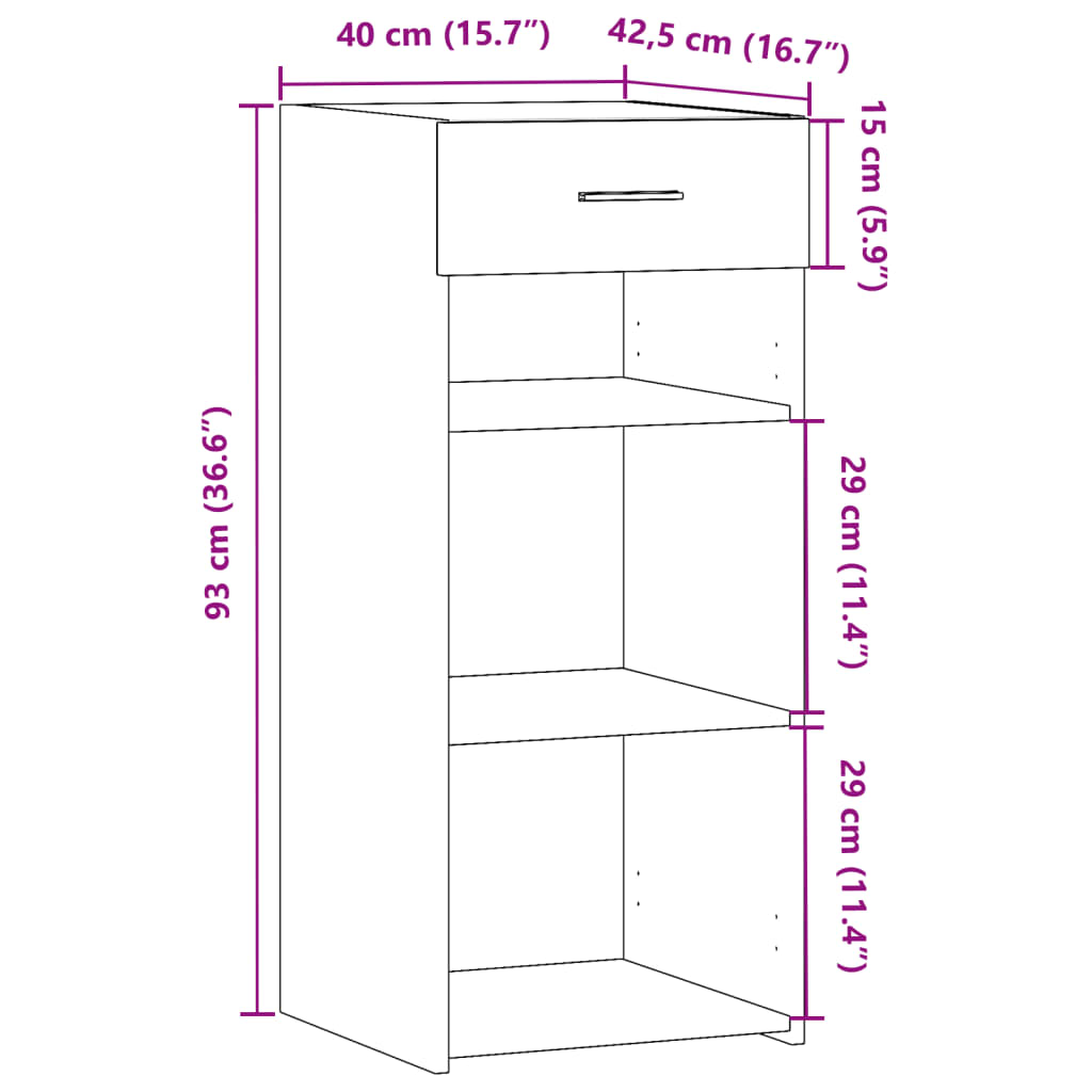 Sideboard Grau Sonoma 40x42,5x93 cm Holzwerkstoff