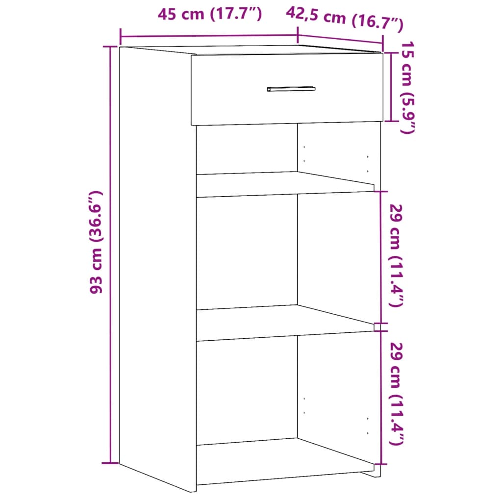 Sideboard Weiß 45x42,5x93 cm Holzwerkstoff