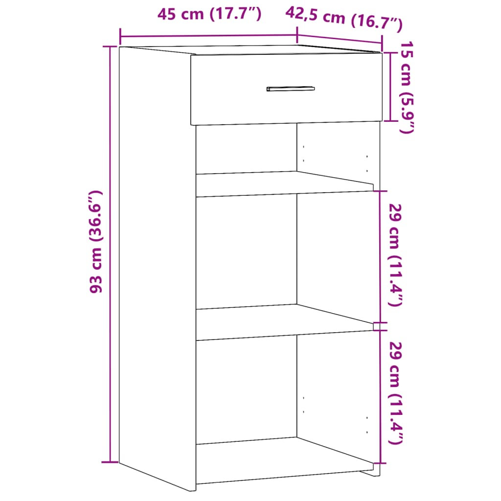 Sideboard Schwarz 45x42,5x93 cm Holzwerkstoff