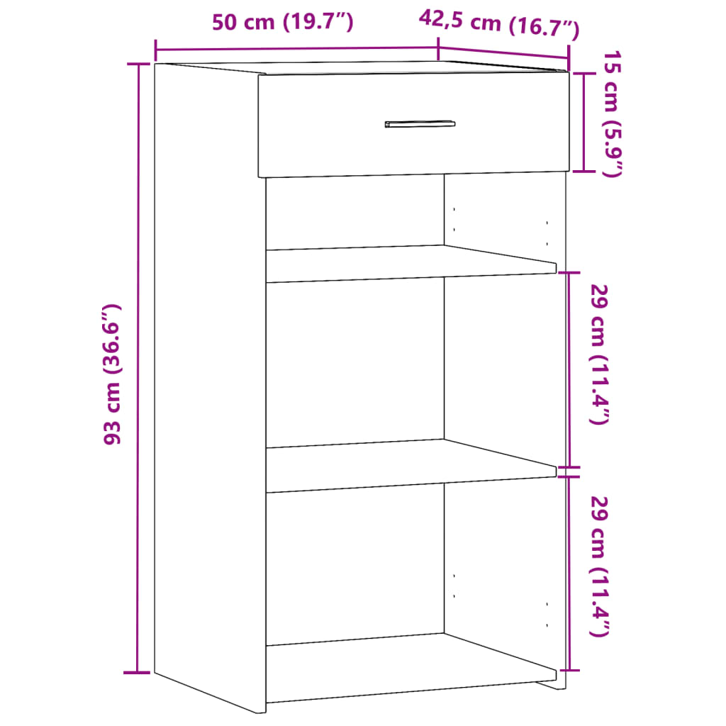 Sideboard Weiß 50x42,5x93 cm Holzwerkstoff