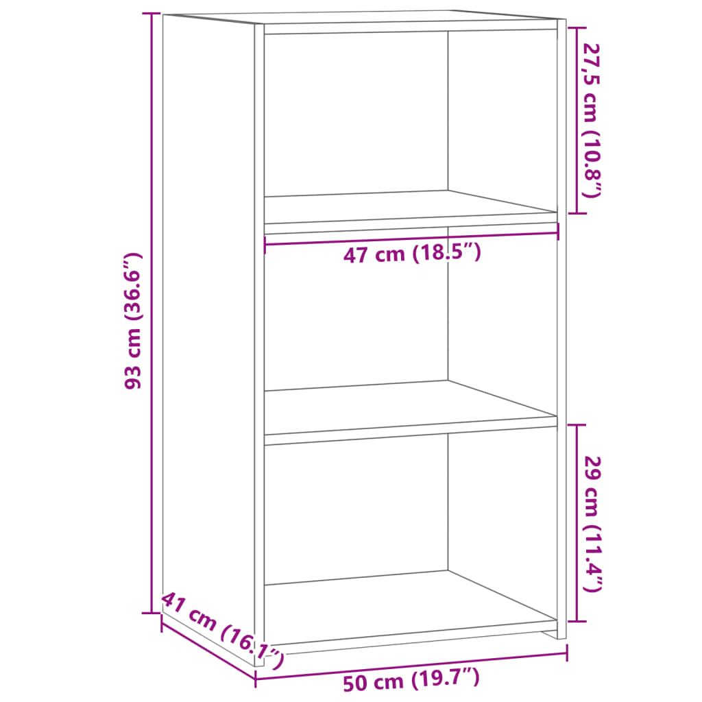 Sideboard Braun Eichen-Optik 50x41x93 cm Holzwerkstoff