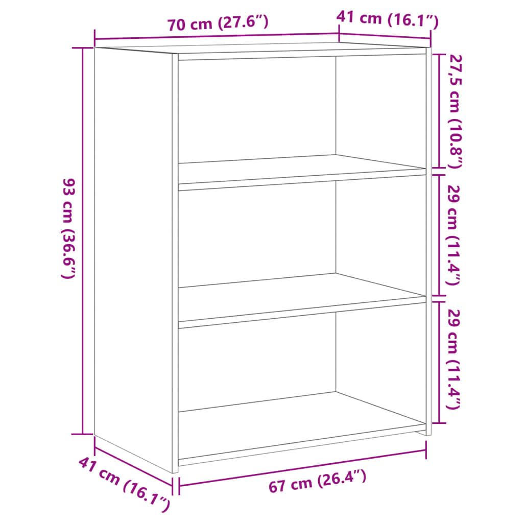 Sideboard Schwarz 70x41x93 cm Holzwerkstoff