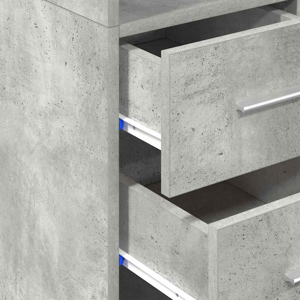 Hochschrank Schmal Betongrau 30x42,5x225 cm Holzwerkstoff