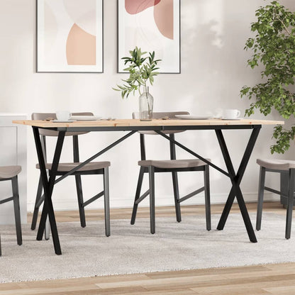 Esstisch X-Gestell 140x80x75 cm Massivholz Kiefer und Stahl