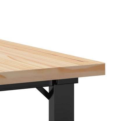 Couchtisch O-Gestell 70x70x40,5cm Massivholz Kiefer & Stahl