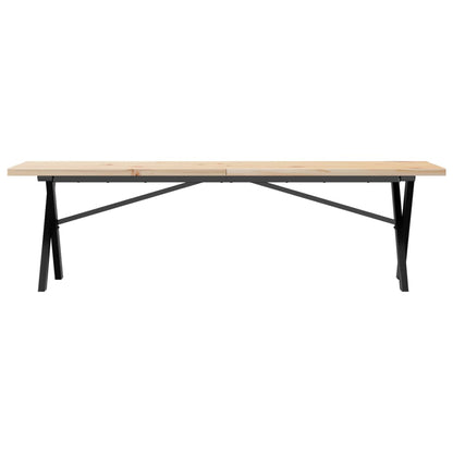 Couchtisch X-Gestell 160x40x45,5 cm Massivholz Kiefer Stahl