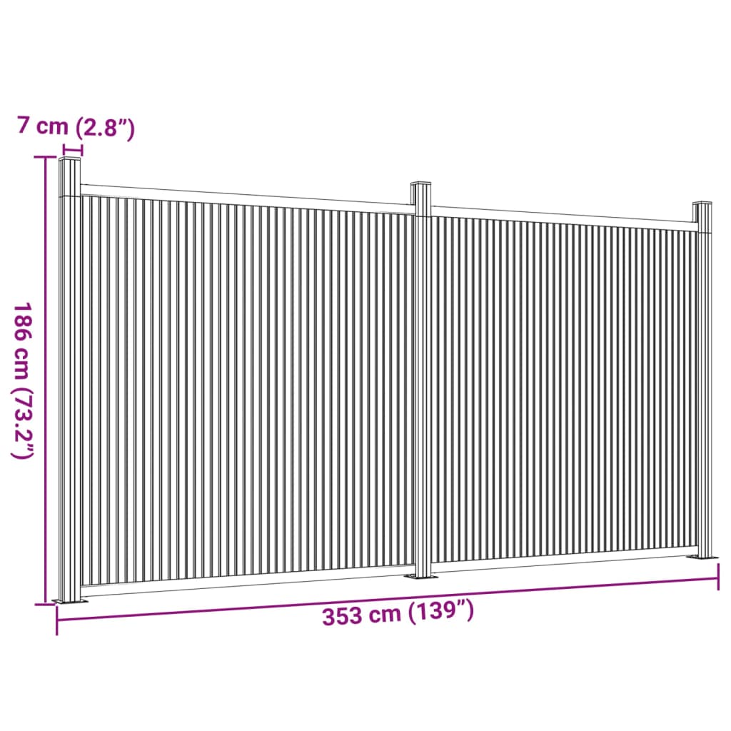 Zaunelement Grau 353x186 cm WPC