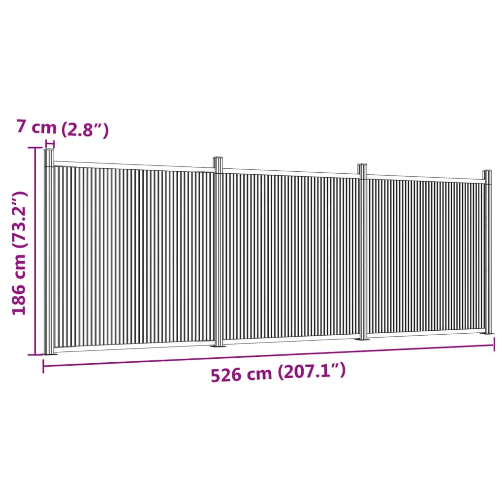 Zaunelement Grau 526x186 cm WPC