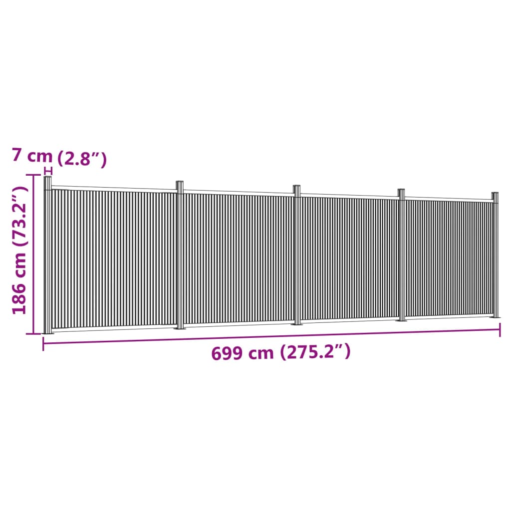 Zaunelement Grau 699x186 cm WPC