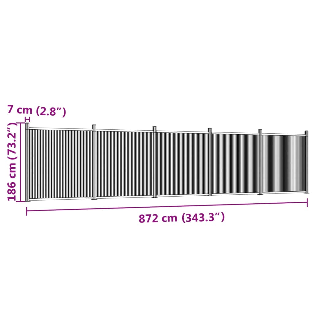 Zaunelement Grau 872x186 cm WPC