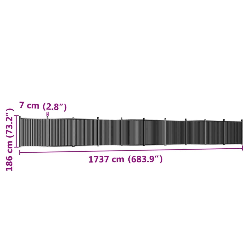 Zaunelement Grau 1737x186 cm WPC