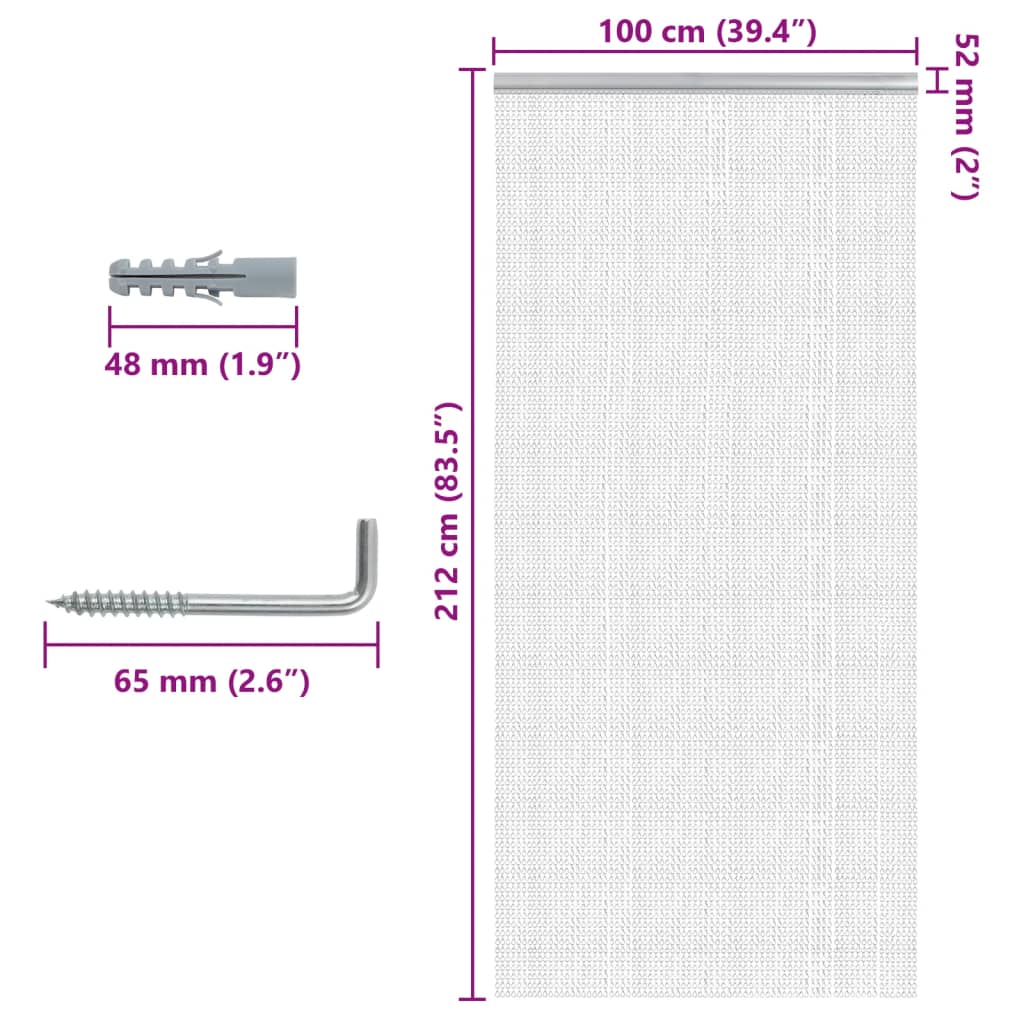 Türvorhang aus Ketten 100x212 cm Aluminium