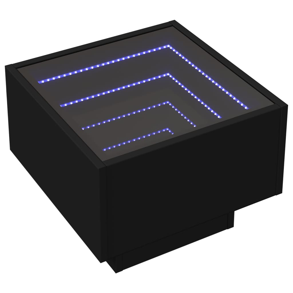 Nachttisch mit Infinity-LED Schwarz 40x40x30 cm