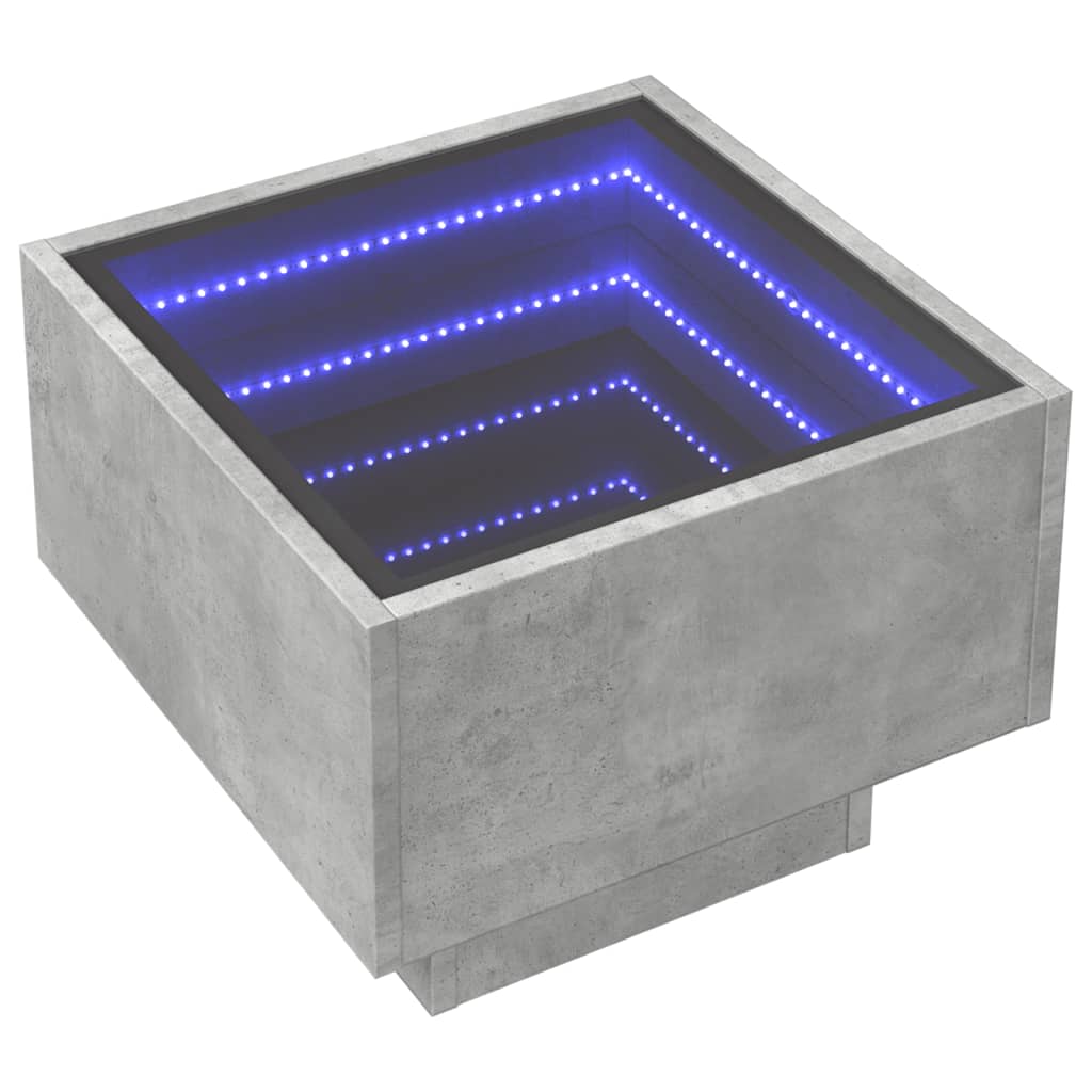 Nachttisch mit Infinity-LED Betongrau 40x40x30 cm