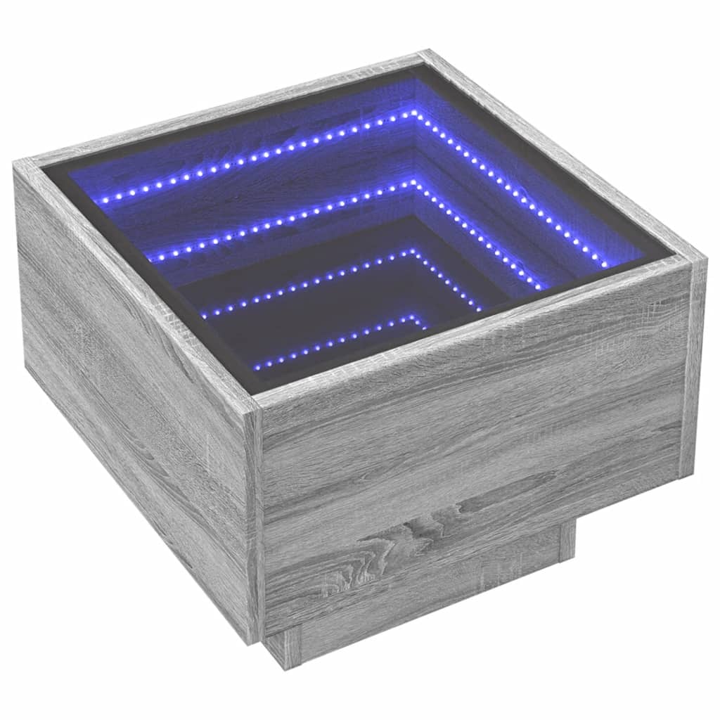 Nachttisch mit Infinity-LED Grau Sonoma 40x40x30 cm