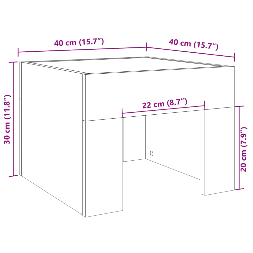 Nachttisch mit Infinity-LED Weiß 40x40x30 cm