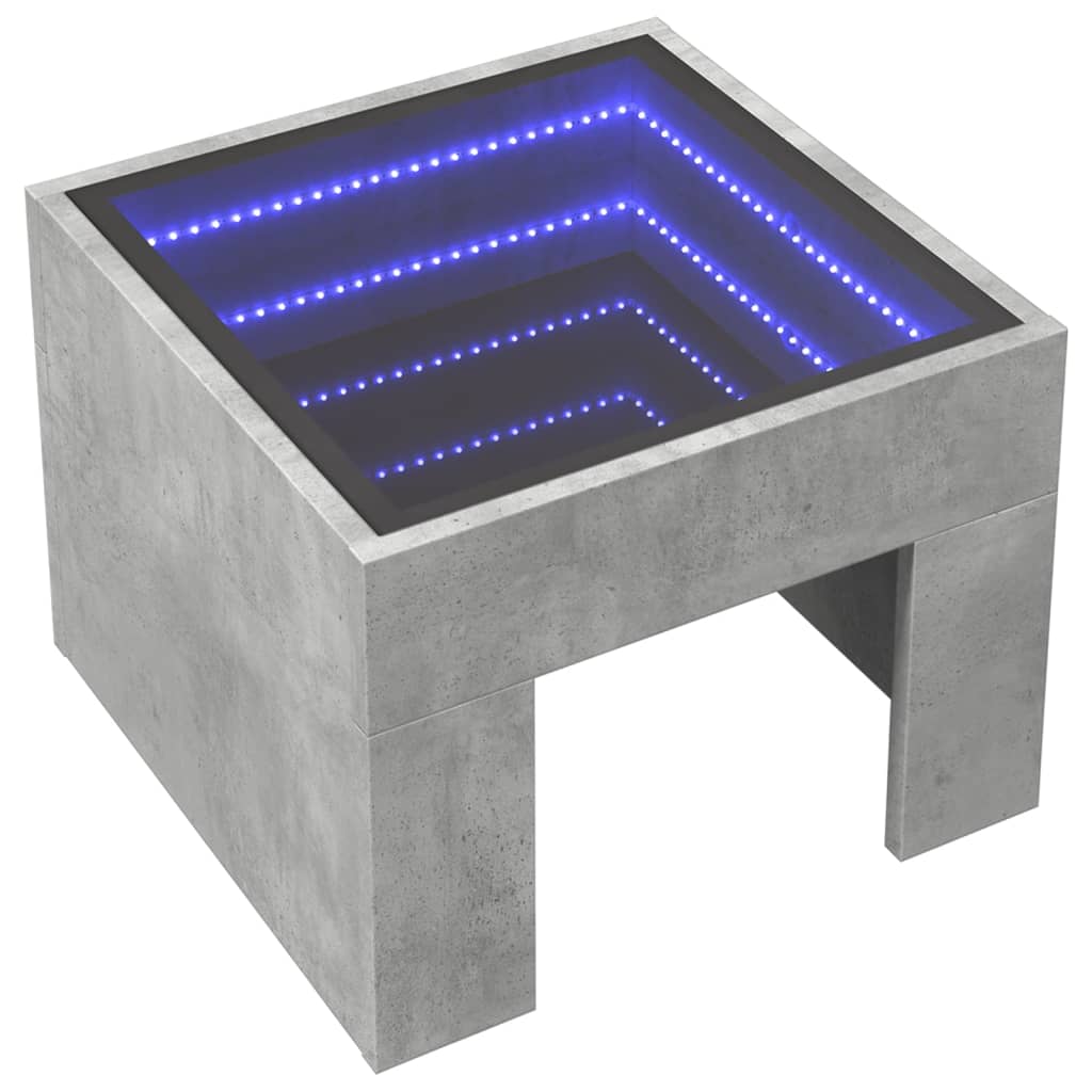 Nachttisch mit Infinity-LED Betongrau 40x40x30 cm