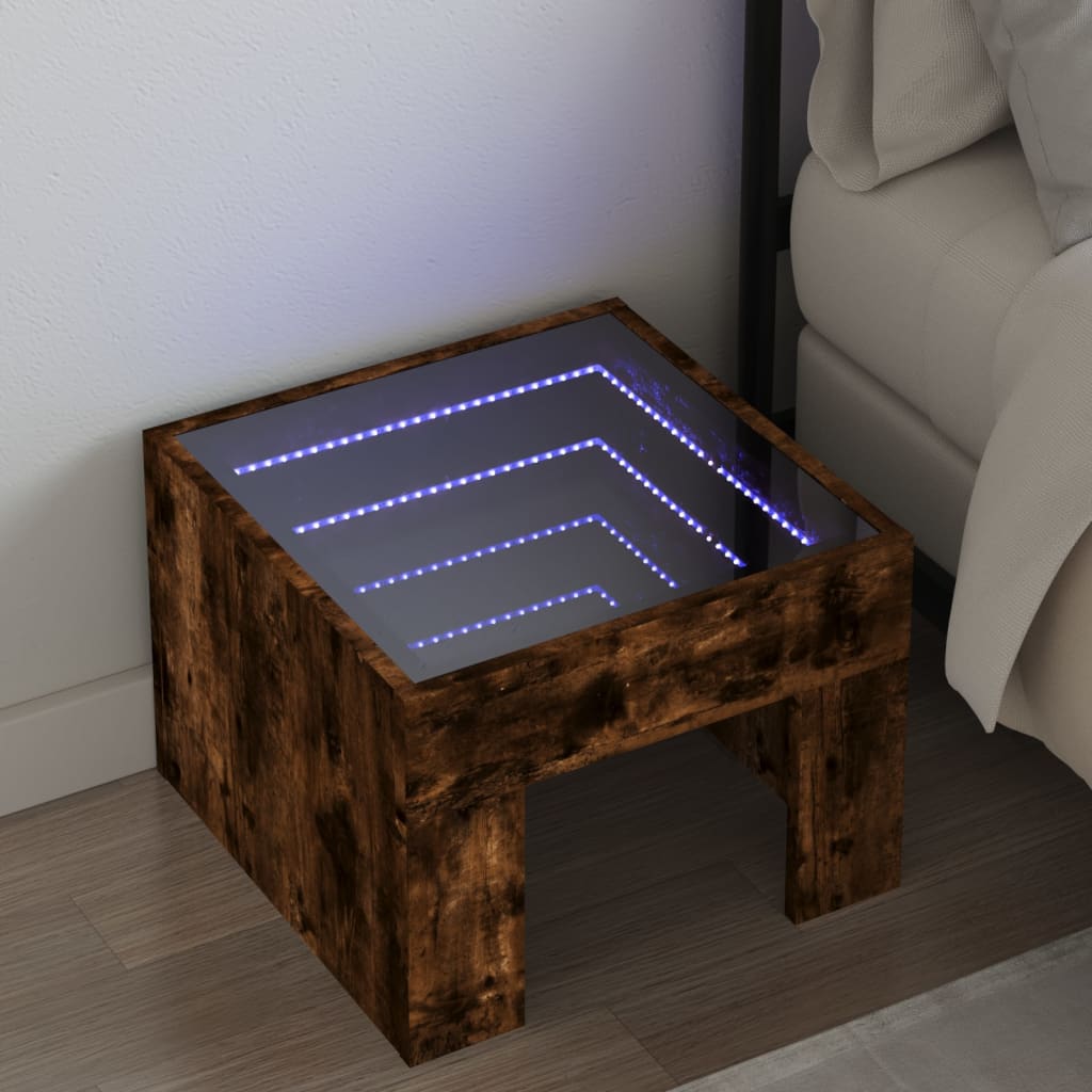 Nachttisch mit Infinity-LED Räuchereiche 40x40x30 cm